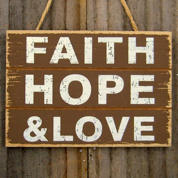 Sign Small Rustic Spiritual 'Faith Hope & Love' Choice of four colors - Picture 4 of 8